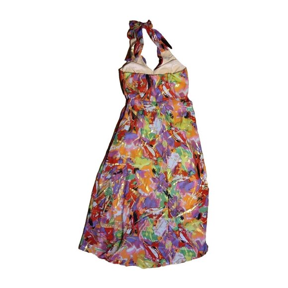 Signature Robbie Bee Womens 10 Midi Dress Halter Gold Sparkly Festival Fairy - Picture 5 of 9